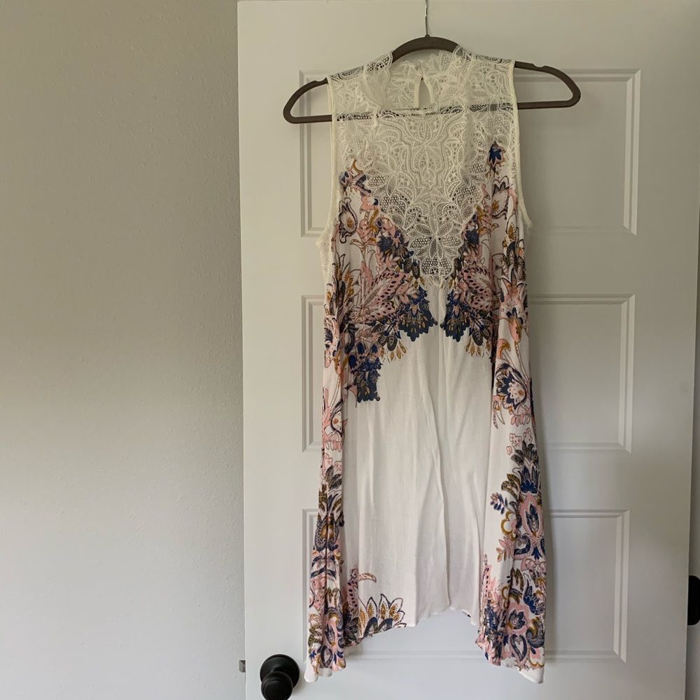 Free People Boho Lace Dress Womens M/L Fairy Whimsy Sheath Midi Delicate Summer - Picture 7 of 10